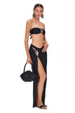 2025 New Sexy Tube Top Bikini set and Skirt Swimwear Women Metal Decoration Bodysuit Lace-up Bathing Suit Beachwear Biquini