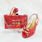 doershow Charming Shoes And Bag Matching Set With black Hot Selling Women Italian Shoes And Bag Set For Party Wedding!  HN1-1