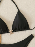 Halter Triangle String Bikinis 2026 Women Sexy Swimsuit Solid Starfish Swimwear Female Bathers Bathing Swimming Swim Suit