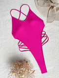 DEKA Backless One Piece Swimsuit Vintage V-neck Swimwear Women Bathing Swimming Suit Female Summer Beachwear Bodysuit