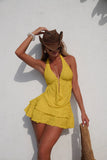 3PC with Skirt Wrinkled Halter Tankini Bikini Women Swimwear Female Swimsuit Three-pieces Bikini Set Bathing Suit Swim Beachwear