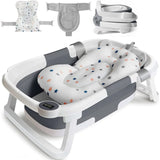 Foldable Baby Bath Tub With Cushion Thermometer Non Slip