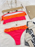 2026 Sexy Bikini Bandeau Women Swimwear Swimsuit Push Up Patchwork Ruffle Bikinis Set Bathing Suit Beach Bikini Female Banadores