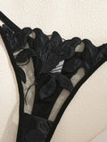 Black French-style Floral Embroidery Lace Lingerie, Sexy and Soft Steel-bra-cupped Supportive Bra,Valentine's Day Party ZA82403