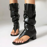 2025 Brand Plus Size 48 Trendy Denim Blue Gladiator Sandals Women Chic Black Chunky Heels  Fashion Comfy Walk Summer Boot Shoes