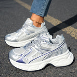 Fashion Breathable Chunky Platform Sneakers Women Korean Lace Up Thick Bottom Vulcanized Shoes Woman Patchwork Comfy Dad Shoes