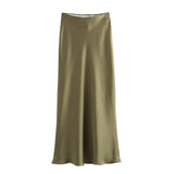 Foridol Autumn Winter Burgundy Satin Skirt Women Party Silk Skirt High Waist Straight Long Faldas Mujer Christmas Skirt