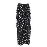Black Dot Print One Piece Swimsuit Pleate Long Skirt Set 2026 Women Vintage Bandeau Ruffle Push Up Bathing Suit Holiday Swimwear