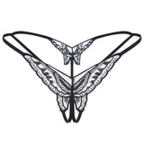 Double-Layer Thin Strap Sexy Thong Butterfly Embroidery Low Waist Sexy Bikini Pure Lace Sequins T-Shaped Panties Sexy G-strings