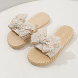 2026 New Women's Fashion Trend Lace Bow Anti Slip, Wear-resistant, Comfortable Soft Sole Flat Heel Slippers