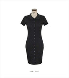 South Korea 2023 New Spring/Summer Dress Small Sexy Slim Fit Temperament Tight Short Sleeve Slim Wrap Hip Short Dress IDEI
