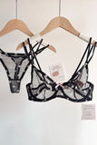 French Style Lace Underwear Set | Sexy Dotted Mesh Bra & Thong for Large Bust, Ultra Thin Slimming Anti Sag Lingerie MOYISU S-XL