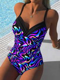 Sexy Black Leopard Print Gradient Swimwear Women 2026 V Neck Tummy Control One Piece Swimsuit Large Size Beach Bathing Suits