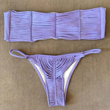 New Bandage Stripes Brazilian Bikini Swimwear Women's Swimsuit Two Piece Set Female Sexy Lace up Mujer Beachwear Summer