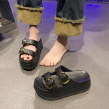 Women Platform Slippers Indoor Street Summer Shoes Solid Color Thick Sole Anti Slip Female Home Beach Slides Slip On Sandals