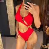 2026 Sexy Halter Asymmetric One Shoulder One Piece Swimsuit Women Swimwear Female Bather Bathing Suit Swim Lady Monokini V2660
