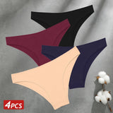 Cotton Seamless Panties 4PCS Women's Low Rise Briefs