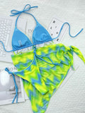 2026 New Sexy Three-piece Bikini Set Women Tie Dye Halter Swimwear Swimsuit Bikinis Set Bathing Suit Beach Bikini Female Tankini