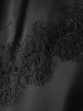 Women Summer Solid Color Lace Trimmed Camisole Fashion Spaghetti Strap Tank Top with Scalloped Hem