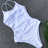 Criss Cross Backless Women Swimwear One Piece Swimsuit Female Monokini High Cut Leg Bather Bathing Suit Swim Beach Wear Lady