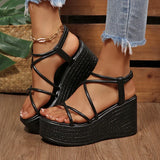 2026 New Chunky Platform Gladiator Sandals Women Gold Elastic Band Wedge High Heel Sandals Woman Plus Size 43 Summer Sandles