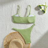 Wrinkled Crinkled Tie Knotted Bikini Women Swimwear Female Swimsuit Two-pieces Bikini Set Brazilian Bathing Suit Swim Beach Wear