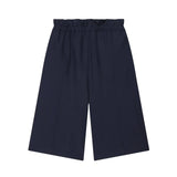 Women's Layered Decorative Waist Casual Shorts Navy Blue Waist Drawstring Wide Leg Knee Shorts Casual Culottes For Women TSP2