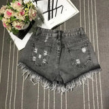 Summer Stretchy Hot Short Pants Women's High Waisted Cut Off Denim Shorts Ripped Distressed Frayed Hem Jeans Shorts