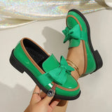 Plus Size 43 Bowknot Loafers Women 2026 Autumn Thick Sole Platform Oxfords Shoes Woman Comfortable Slip On Single Shoes Ladies
