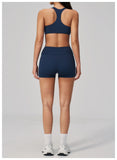 Quick Drying Shaved Tight Yoga Suit for Women Color Contrast Slim Sports Bra High Waist Shorts Running Fitness Suits Tracksuit