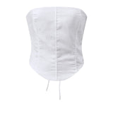 Women Summer Back Bandage Tube Top Sleeveless Strapless Backless Vest Flower Summer Ladies Bustier for Club Party