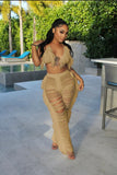 DEKAWomen Tassel Pants Knitted Bra Top Bikini Set Swimsuit Handemade Crochet Bikini Cover Up Tassel Beach Long Wrap Pant