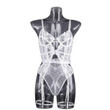 Toucheart Lace Sexy Skinny Babydoll Bodysuit Embroidery Erotic Private Adult Suit Solid Color Patchwork High Waisted Sexy Set