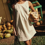 2025 Summer Mini Dress New Women's Clothing Fashion Elegant Loose Vestidos Vacation Solid Color Female Sleeveless Vest Dresses