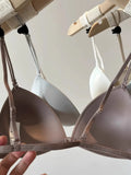 Front Closure Bra French Style, Thin Straps Triangle Cup for Small Chest, Beautiful Back Seamless Bralette, Lightweight Wireless