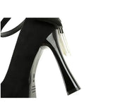 BIGTREE Women's Pointed Toe High Heels Back Bowknot Elegant Flock Ankle Strap Pumps for Women Black Dress Shoe Wedding Party