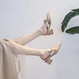 Wearing Summer Fashion Back Air Sandals 2026 New Thick Heel High Heel Pointed Half Slippers