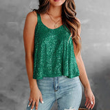 2026 Summer Fashion Women's Tanks Sexy Sequins Camisole Lady Casual Sliver Women's Strap Top Night club Streetwear Y2K Dress up