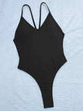Wrinkled Criss Cross Backless Female Swimsuits One Piece Swimsuit Women Thong Swimwear High Cut Monokini Bathing Suit Swim Lady