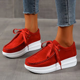 Yellow Lace Up Thick Bottom Sneakers Women Lightweight Wedges Platform Sport Shoes Woman Plus Size 43 Anti Slip Walking Shoes