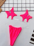 Micro Bikini Women Clear Strap Push Up Bra Neon Yellow Gold Transparent Swimsuit Women Triangle Bather Thong Swimwear Biquini
