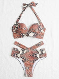 Sexy Push Up Bikinis 2026 Women High Waist Swimsuit Solid Halter Swimwear Female Bathing Suit Swimming Summer Beachwear XXL