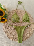 Halter String Bikinis 2026 Stone Swimwear Female Sexy Brazilian Swimsuit Women Bathers Bathing Swimming Swim Suit Beachwear