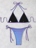 Sexy Shiny Silver Bikini Set Women Push Up Micro Swimsuit 2025 Brazilian Beach Bathing Suit Tie Side Thong Swimwear Biquini