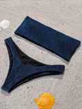 2025 Shiny Sparkling High Waist Bikini Women Bandeau Swimsuit Female Swimwear Two Pieces Bikini set High cut Bathing Suit Swim
