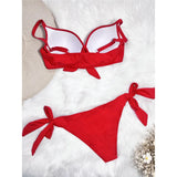 XS - XL Knotted Push Up Bikini Swimsuit Female Swimwear Women Two-pieces Bikini Set With Bra Cup Bather Bathing Suit Swim V3992