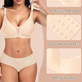 Women's Seamless Bra 3/4 Cup Thin Molded Cup Bra Thin Flattering Plus-size Soft Support Push-up and Comfortable Breathable Bra