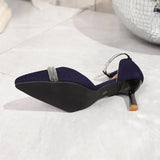New Women Pointed Toe Baotou Sandals Spring High Heels Shoes Fashion Luxury Rhinestone Roman Sandals