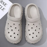Men Summer Slippers Close Toe Leisure Clogs Soft EVA Anti-slip 2 Way Wear Shoes Couples Indoor Beach Slides Street Sandals