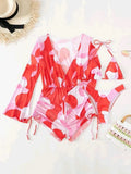 3 Pieces Triangle Halter String Bikini Long Sleeve Swimsuit Women Swimwear Female Bathers Bathing Swimming Swim Suit